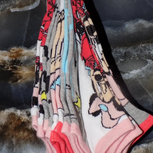 Disney Cowboy Minnie Mouse No Show Socks Size 9-11 Set of 6 NEW - Picture 2 of 3